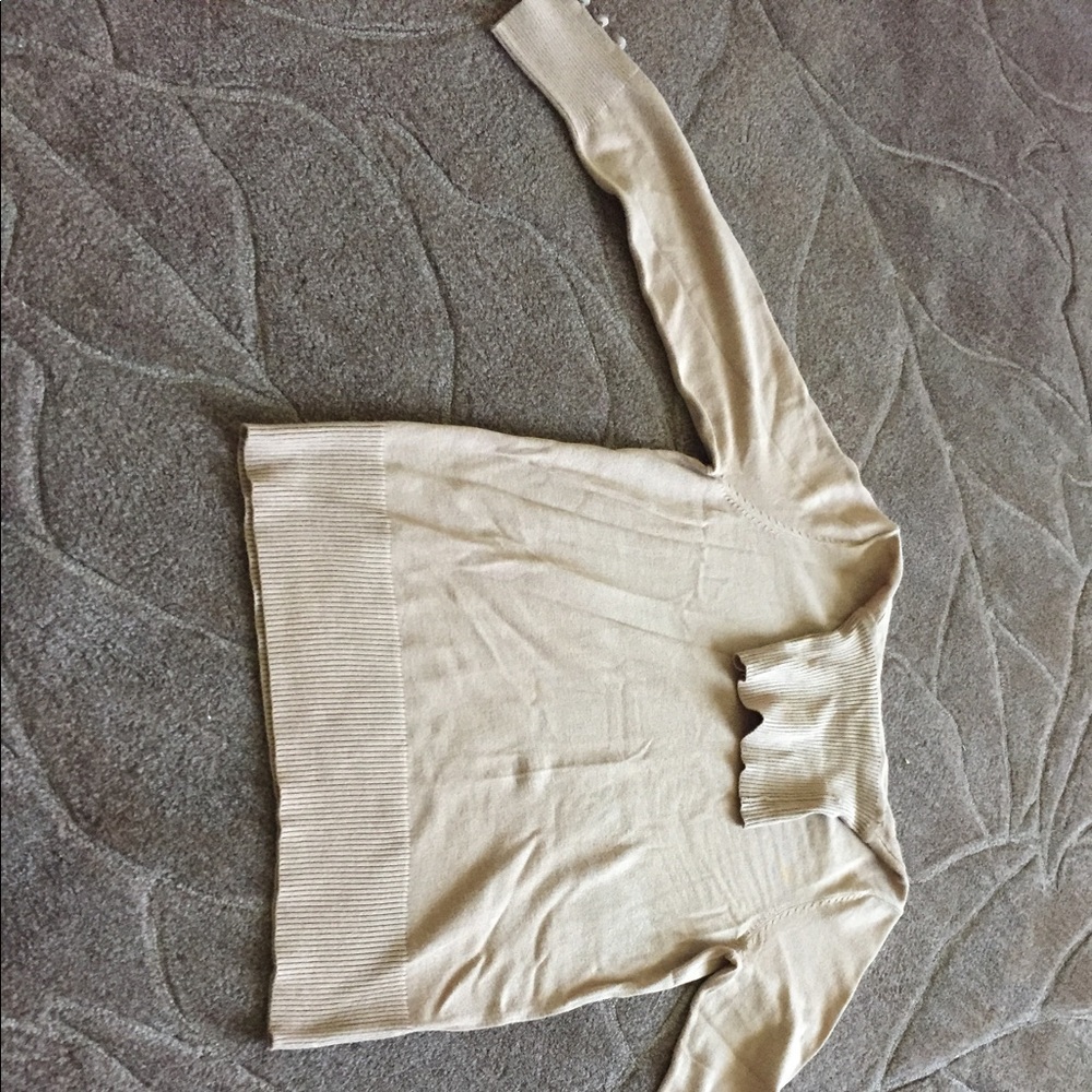 Tan long sleeve Sweater with button on sleeves accents